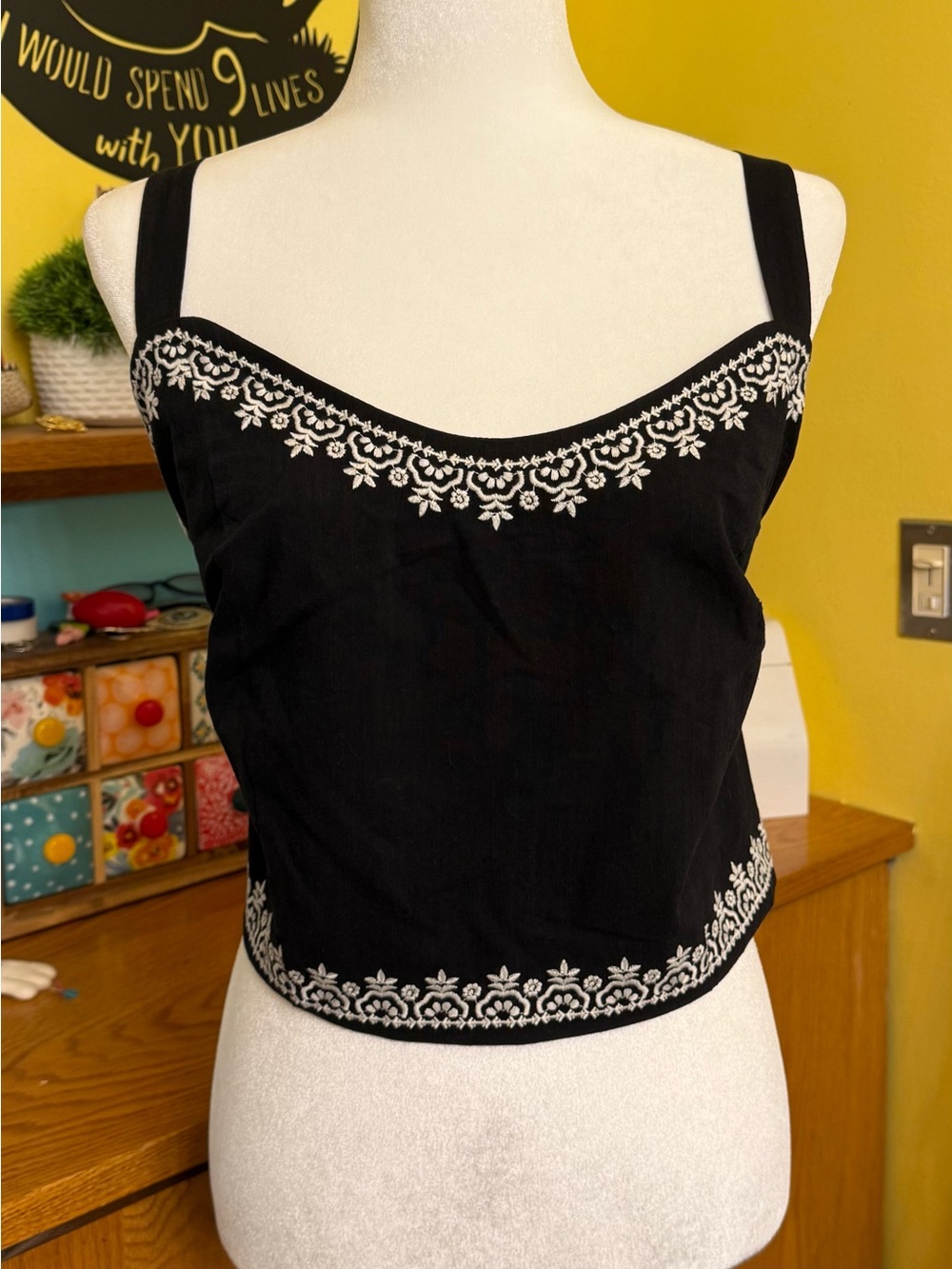 Belle Isle Embroidered Sweetheart Crop Top